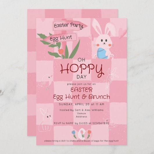 Paaseieren Hunt Brunch Schattige Blauw Waterverf B Kaart (Voorkant / Achterkant)