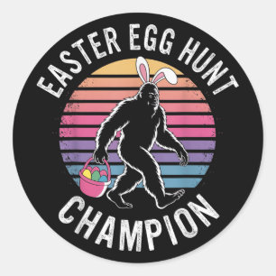 Paaseieren Hunt Champion Funny Bigfoot Bunny Eggs Ronde Sticker