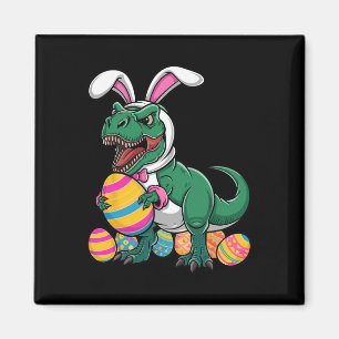 Paaseieren Hunt T Rex Dinosaur Bunny Happy Eastraw Magneet