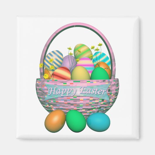Paaseieren in mandje magneet (Voorkant)