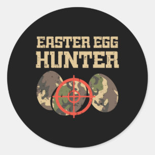 Paaseieren jager Camo Funny Hunting Boys Girls Ki Ronde Sticker