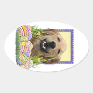 Paaseieren koekjes - Golden Retriever Ovale Sticker