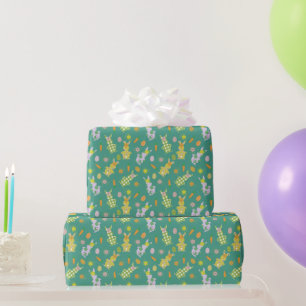 Paaseieren konijn en wortelpatroon cadeaupapier