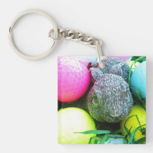 Paaseieren, konijnen, Golfballen Sleutelhanger