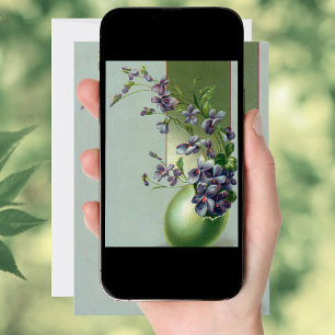 paaseieren met bloeiende paarse bloemen feestdagenkaart