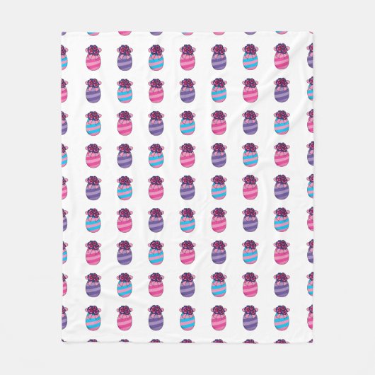 Paaseieren met bloemen en lint fleece deken (Voorkant)