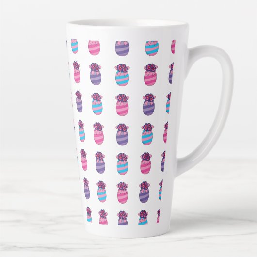 Paaseieren met bloemen en lint latte mok (Rechts)