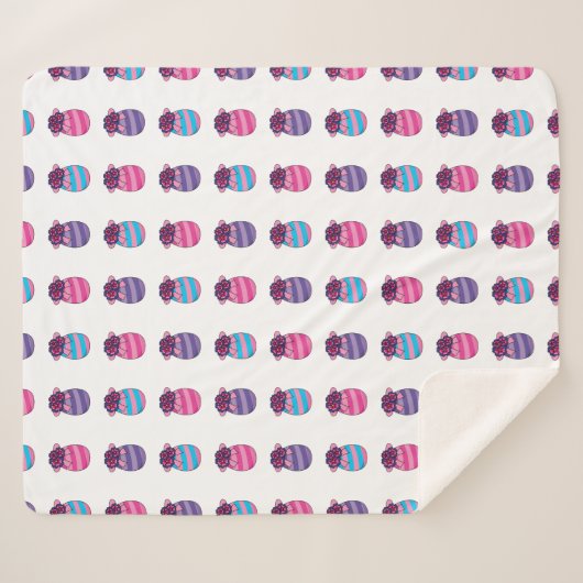 Paaseieren met bloemen en lint sherpa deken (Voorkant (horizontaal))