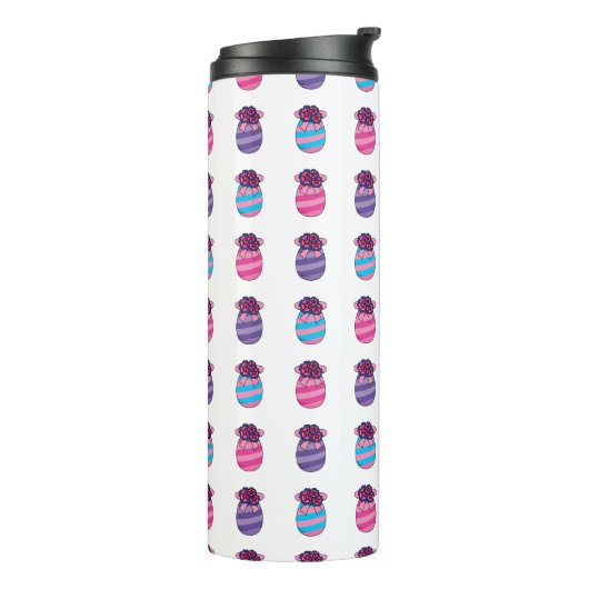 Paaseieren met bloemen en lint thermosbeker (Gedraaid links)