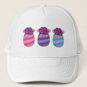 Paaseieren met bloemen en lint trucker pet (Voorkant)
