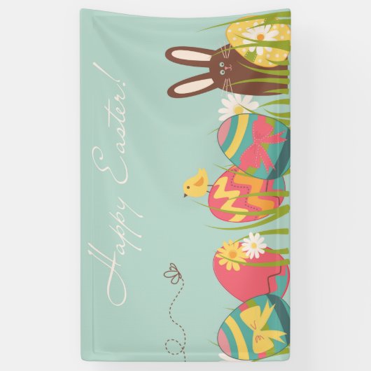 Paaseieren met chocolade Bunny binnenshuis decorte Spandoek (Verticaal)