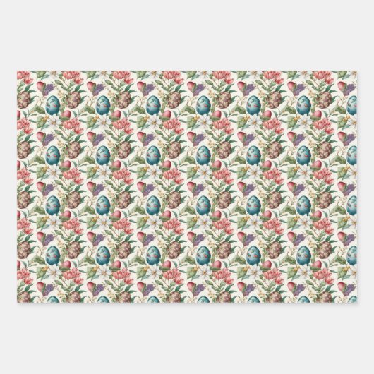 Paaseieren nostalgisch patroon nr. 4 inpakpapier vel (Voorkant 3)