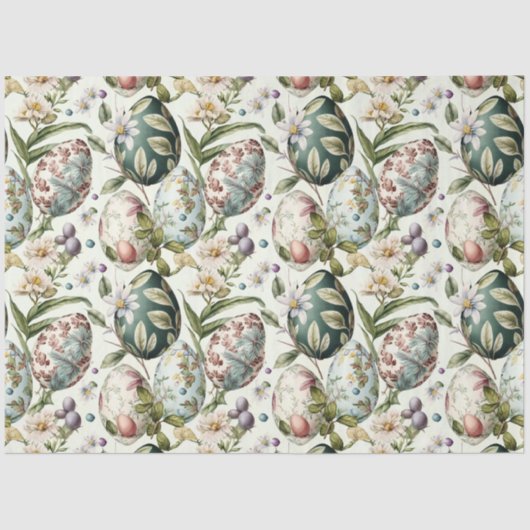 Paaseieren nostalgisch patroon tissuepapier (Voorkant)