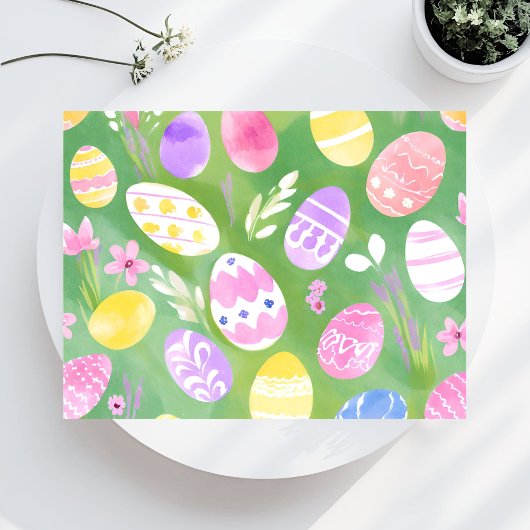 paaseieren | pastel Waterverf Egg Hunt Feestdagenkaart