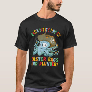 Paaseieren Plunder Octopus Gelukkig Paasei Pirat T-shirt
