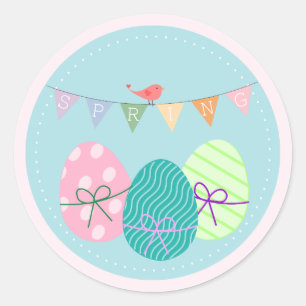 Paaseieren Springtime Lavendel Blush Large Ronde Sticker