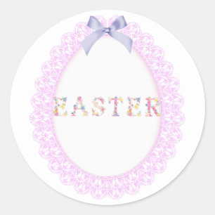 Paaseieren, sticker met een klassieke ronde bloem