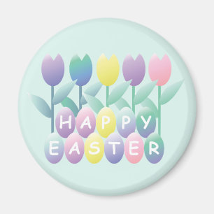 Paaseieren Tulpen Happy Easter Magnet Magneet