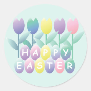 Paaseieren tulpen kleine ticker ronde sticker