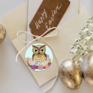 Paaseieren Uil Nest Ronde Sticker