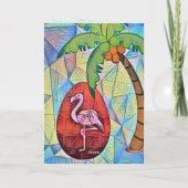 Paaseieren van Flamingo en palmstranspooster Feestdagen Kaart (Achterkant)