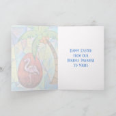 Paaseieren van Flamingo en palmstranspooster Feestdagen Kaart (Binnen)