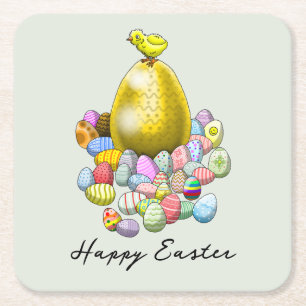 Paaseieren van paaseieren vierkante kartonnen onderzetter
