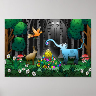 Paaseierenjacht in het bos poster