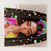 Paaseiermuis met een zwart meisje Magic Melanin Gi Legpuzzel (Horizontaal)