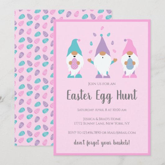 Paaseiertjacht roze kaart (Voorkant / Achterkant)