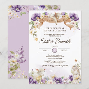 Paaseihunt & Brunch pastel Floral Holiday Inv Kaart