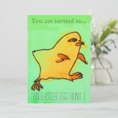 Paaseihunt Paaspartij gele chick Kaart (Staand voorkant)
