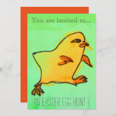 Paaseihunt Paaspartij gele chick Kaart (Voorkant / Achterkant)