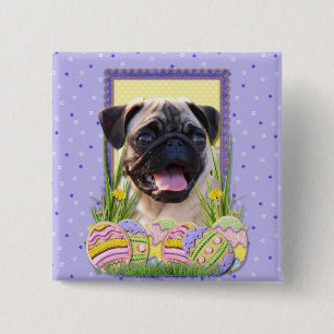 Paaseikoekjes - Pug Vierkante Button 5,1 Cm