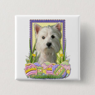 Paaseikoekjes - West Highland Terrier Vierkante Button 5,1 Cm