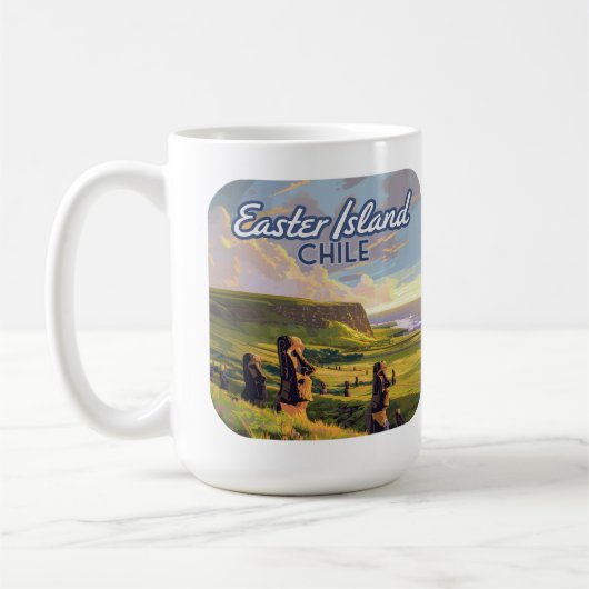 Paaseiland Chili Moai Rapa Nui Polynesia Retro Koffiemok (Links)