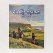 Paaseiland Chili Moai Rapa Nui Polynesia Retro Legpuzzel (Verticaal)