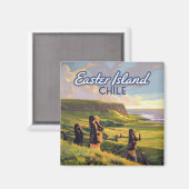 Paaseiland Chili Moai Rapa Nui Polynesia Retro Magneet (Voorkant / Achterkant)