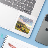 Paaseiland Chili Moai Rapa Nui Polynesia Retro Sticker (Laptop met iPhone)