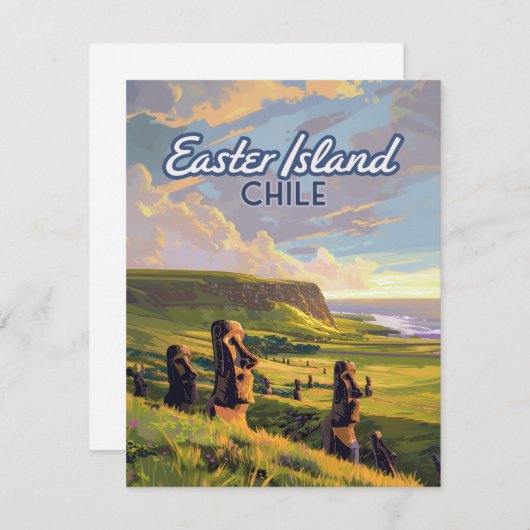 Paaseiland Chili Moai Rapa Nui Polynesië Kaart (Voorkant / Achterkant)