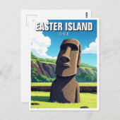 Paaseiland Chili Moai Reizen Briefkaart (Voorkant / Achterkant)