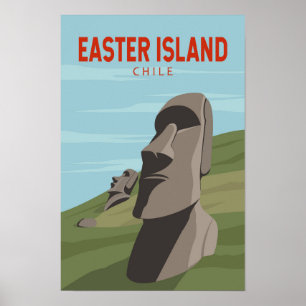 Paaseiland Chili Retro Reis Kunst Vintage Poster