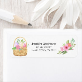 Paasemmandenlentbloemen Roze adres Etiket