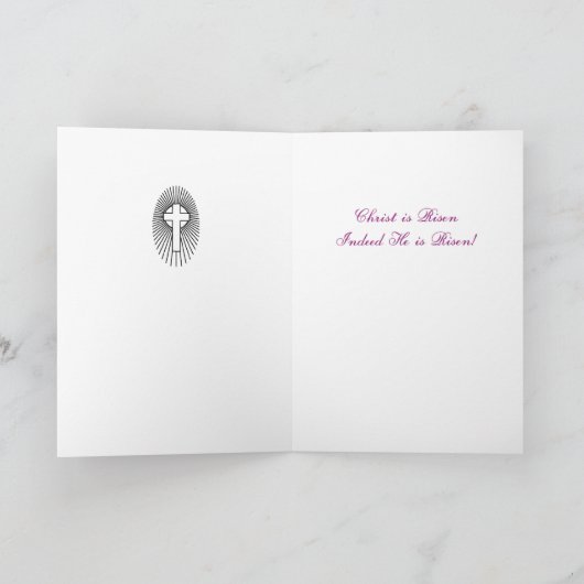 Paasen, Jezus reurrectie Hij is gerezen, echt stij Feestdagen Kaart (Binnen)