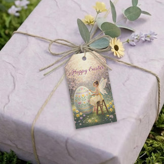 Paasfeeënschaarstei lente cadeaulabel