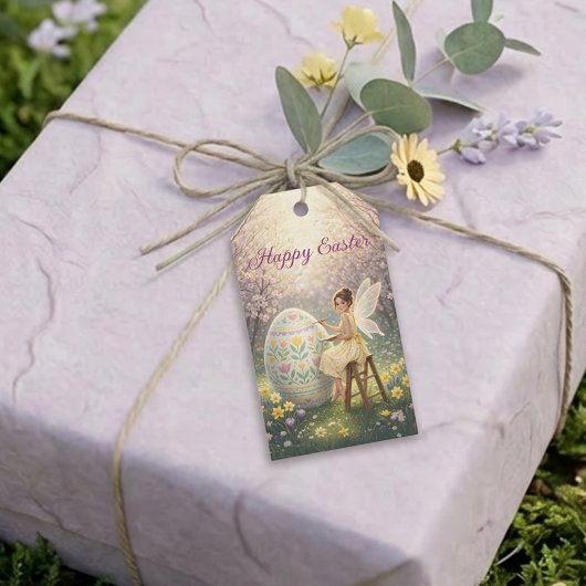 Paasfeeënschaarstei lente cadeaulabel