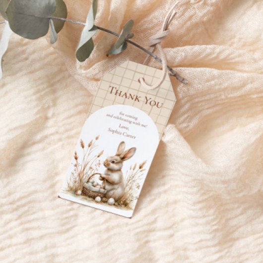 Paasfeest Bunny Beige Boho Bedankt Cadeaulabel