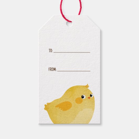 Paasfeest met kleine gele kip cadeaulabel (Voorkant)