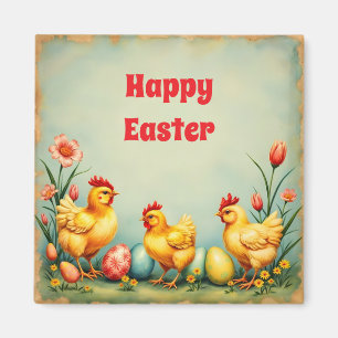 Paasfeest Vintage 3 Little Chicken Holiday Collect Magneet