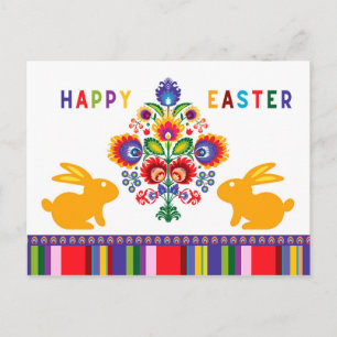 Paasfolklore met 2 konijntjes 🐰 Aangepaste tekst Briefkaart